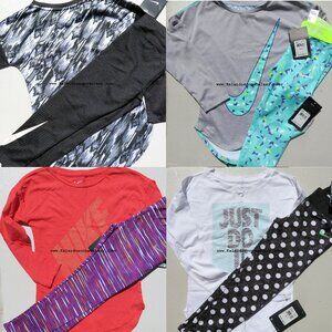 Nike Girls Size 6 Leggings & Long Sleeve Tops Winter Fall NEW